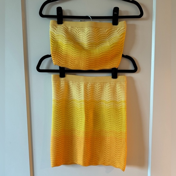 REVOLVE X Camila Coelho Avalon Knit Top & Skirt in Yellow Ombré size Small - Picture 4 of 6